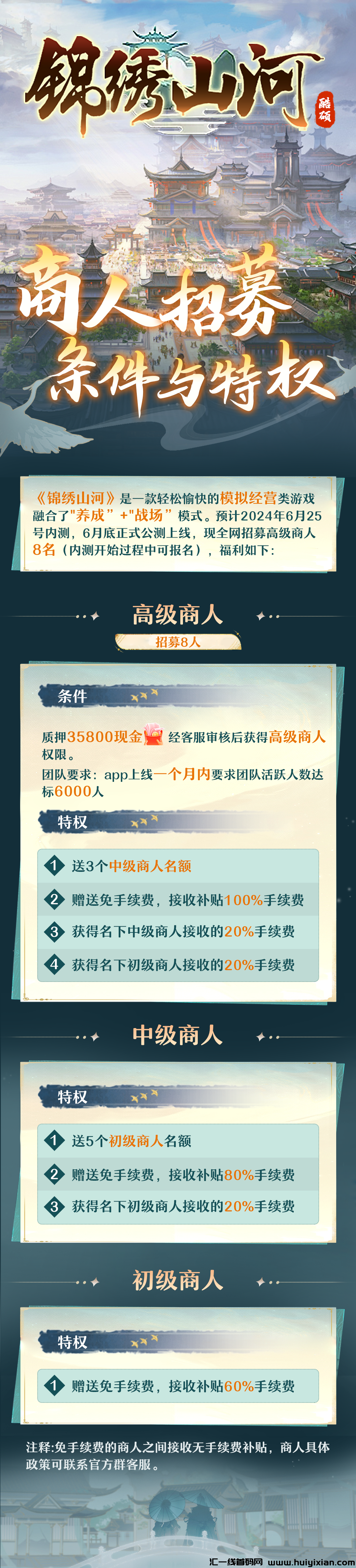 《锦绣山河》推广收溢已出，可零撸可投的双玩法！内测期间各平台招募优制商人！-汇一线首码网