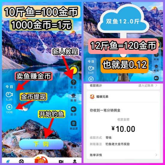 钓鱼就能赚钱!1-3分钟上钩,1斤=10金币,1元秒到微信不养机!-汇一线首码网