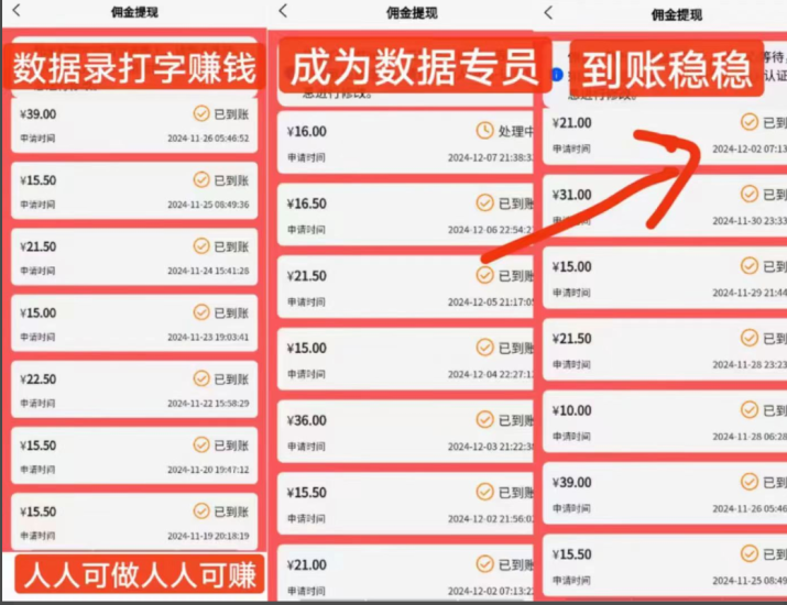 【数据录】每条录入都有收益！实时累积，每日结算，随时提现无限制。-汇一线首码网