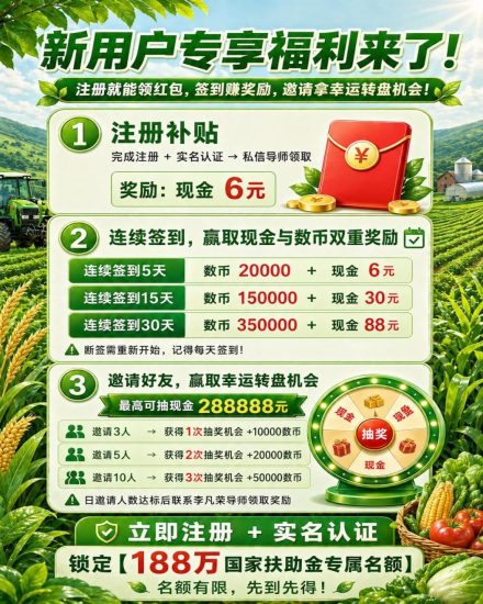 中化农业注册下载APP签到,每天即可领取专属现金奖。-汇一线首码网