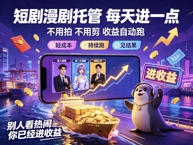 首码荧光短剧零手动广告分成永久收益-汇一线首码网