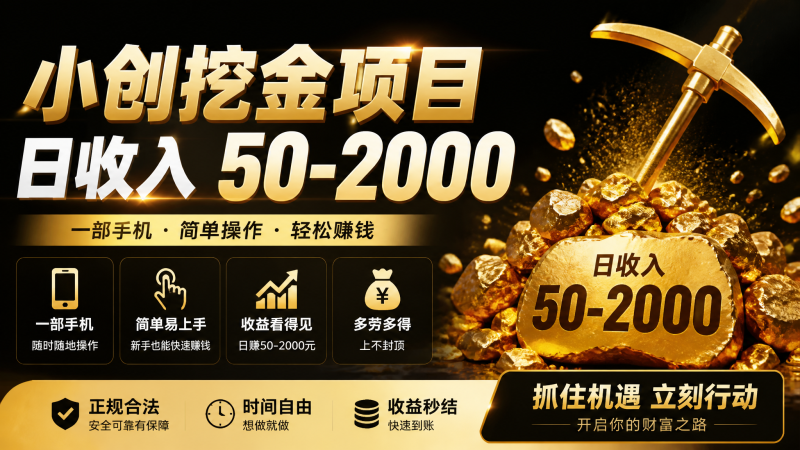 小创挖金项目 真实正向反馈 日收入50-2000元-汇一线首码网