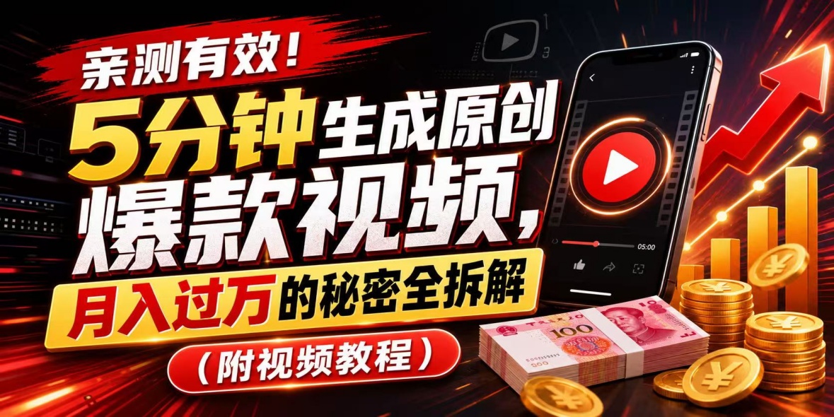 亲测有效!AI一键生成原创爆款视频,月入过万的秘密全拆解(附视频教程)-汇一线首码网
